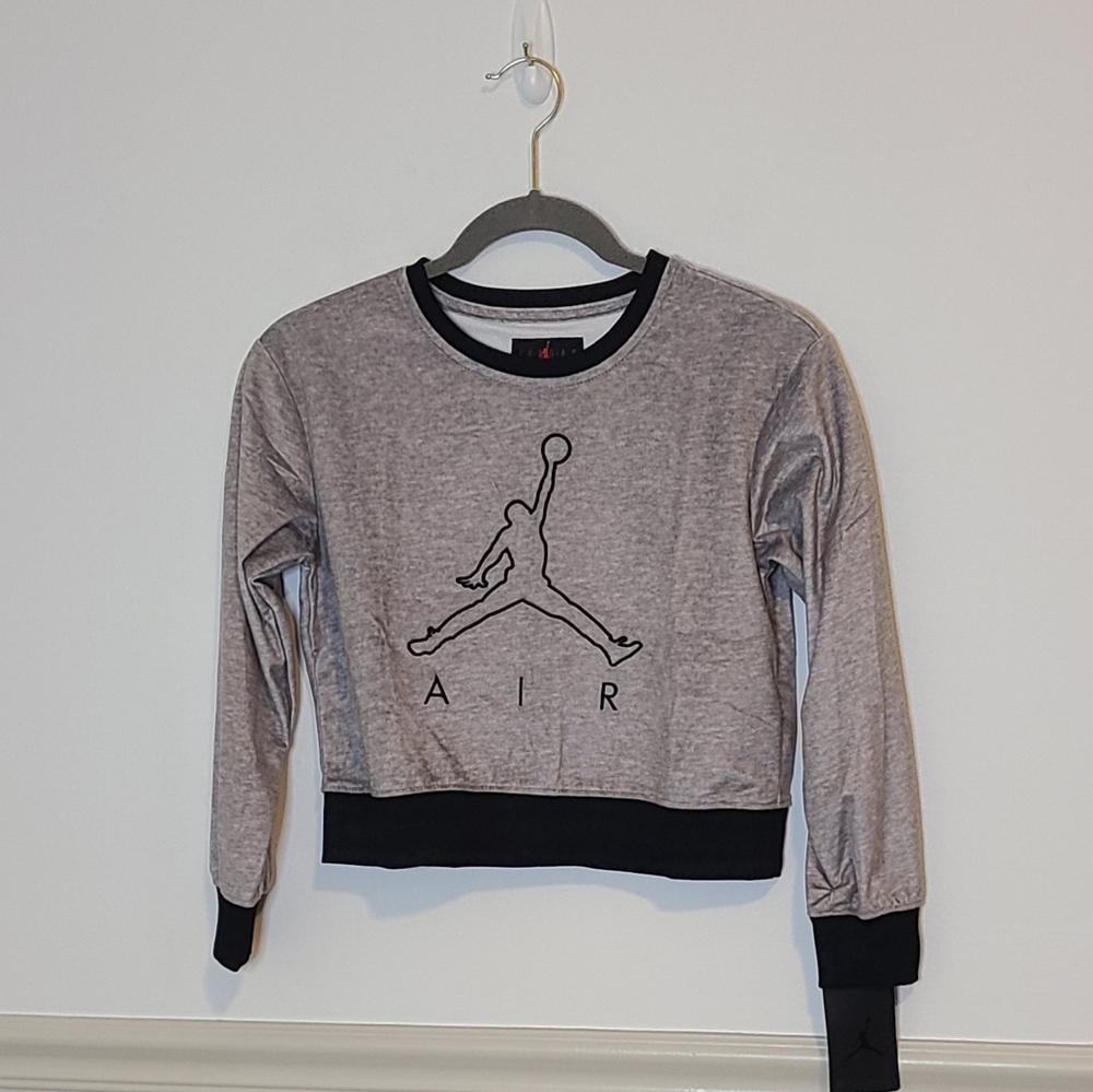 Jordan Logo Velour Gray Sweatshirt  XXL NWT